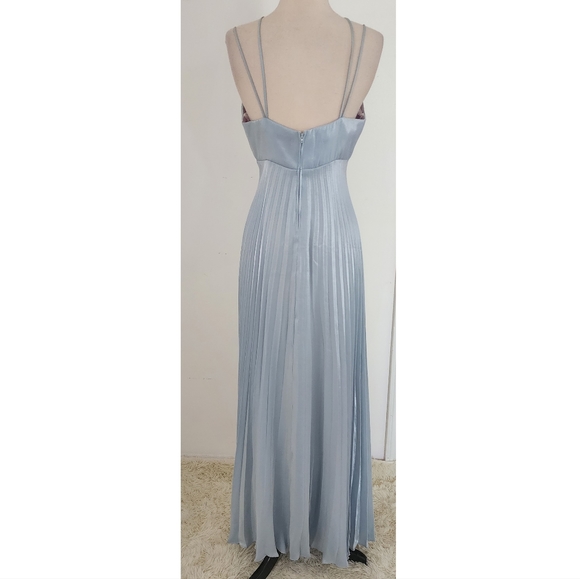 Vintage Steppin' Out Icy Blue Accordian Pleat Evening Gown - Picture 3 of 8